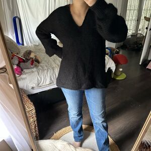 Free People Women’s Small All Mine Sweater Black Alpaca Blend Vneck